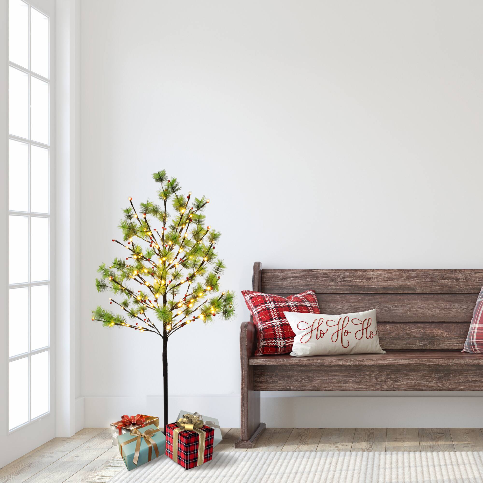 6 Pack: 4ft. Pre-Lit Twig Tree, White LED Twinkle Lights